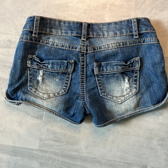 Mossimo   Shorts  Denim shorts  low rise blue/unique gold bling sides Size 1 - Picture 7 of 10